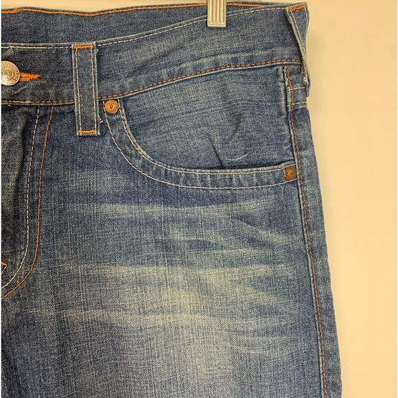 True Religion Men’s Straight Jeans Waist 38 Horse  Shoe Embroidered Pocket Flap - Picture 10 of 15
